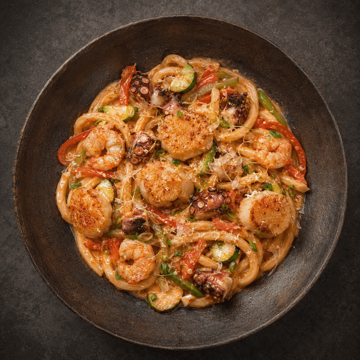 Udon Achupetado de Mariscos